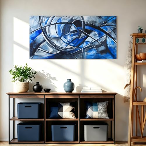 Abstract Wall Art Decor Wall Art Pictures for Living Room Abstract Canvas Art Wall Decor Modern Blue Wall Art Prints Artwork for Walls Black and White Wall Art Decorations Home Office Decor 20" X 40"