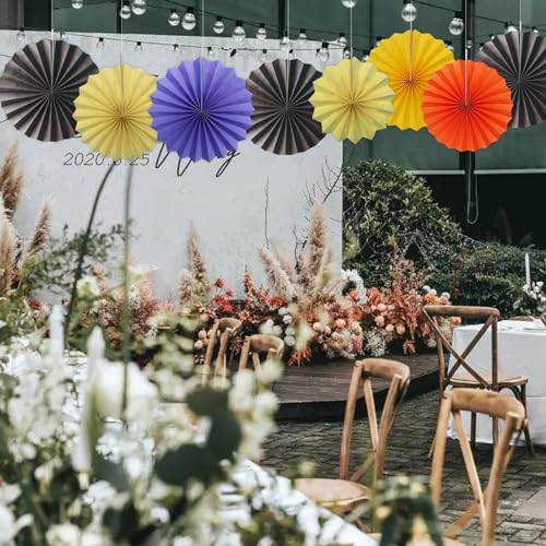 Coffee Party Decorations Hanging Paper Fans Set 12inch DIY