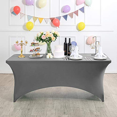 2Pack Spandex Table Cover for 6Ft or 4fT or 8ft Table Universal Fitted Stretch Tablecloth for Party (2 Count)