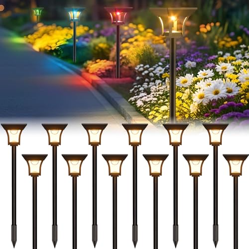 RGBCW Solar Pathway Lights Outdoor (12 Count)