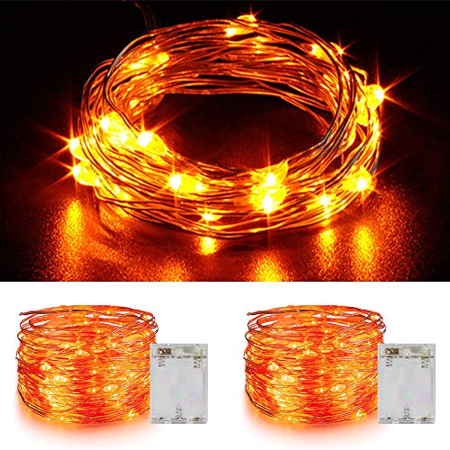 2 Pc Orange Halloween Fairy String Lights Battery Operated (20 Foot)