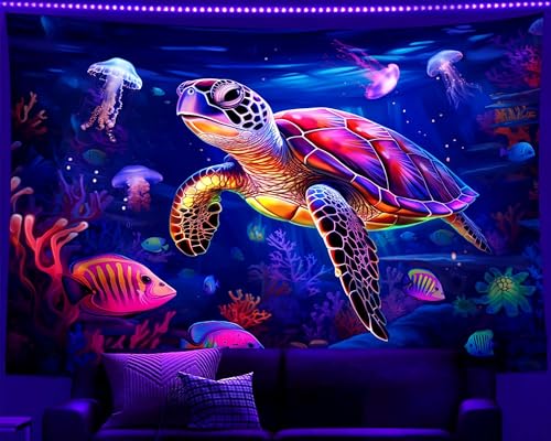 Blacklight Turtle Tapestry 60x50in