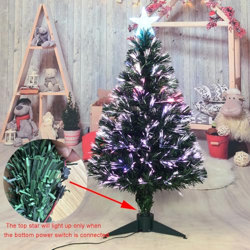 3FT Fiber Optic Green Christmas Tree Artificial Tree with Stand