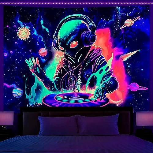 Blacklight Alien Tapestry 79"x59" Alien DJing