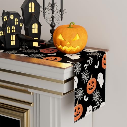 Halloween Ghost Pumpkin Table Runner for Table Decoration 13x72 Inch (6 Sq Ft)