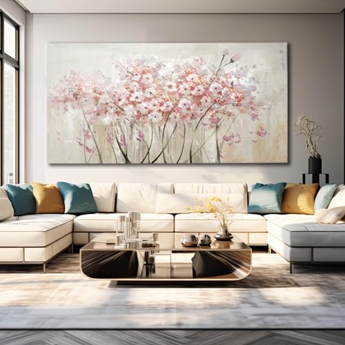 Home Decor Pink Blossom Hand Painted 30x60 Inch Colorful Wall Art Large Canvas Wall Art for Living Room Bedroom Office Kitchen