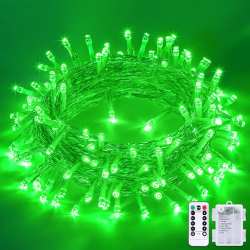 33ft 100 LED Green Battery Operated Lights for Halloween Decor (100 Count)