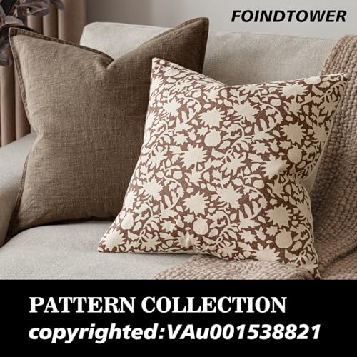 Set of 2 Decorative Neutral Floral Throw Pillow Covers Accent Farmhouse Cushion Covers Boho Pillowcase for Couch Sofa Bedroom Living Room Home Decor (2 Count)
