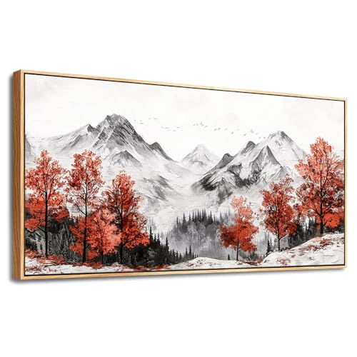 Canvas Wall Art For Living Room Large Wall Decor For Bedroom Red Tree Ink
