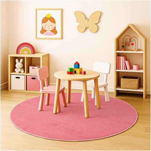 Soft & Colorful 4' Round Kids Classroom Area Rug