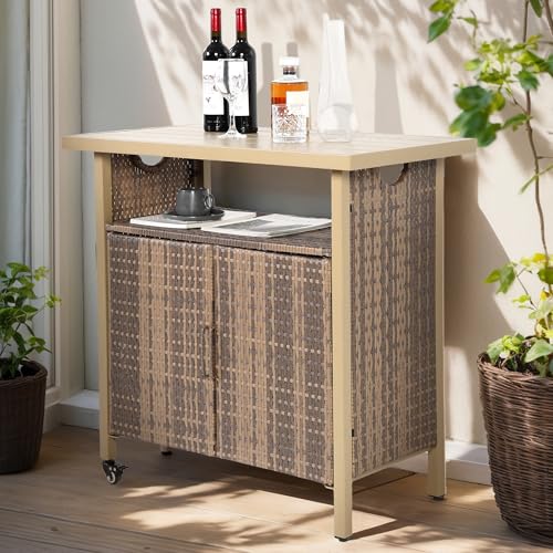 Outdoor Indoor Storage Cabinet with Rolling Wheels