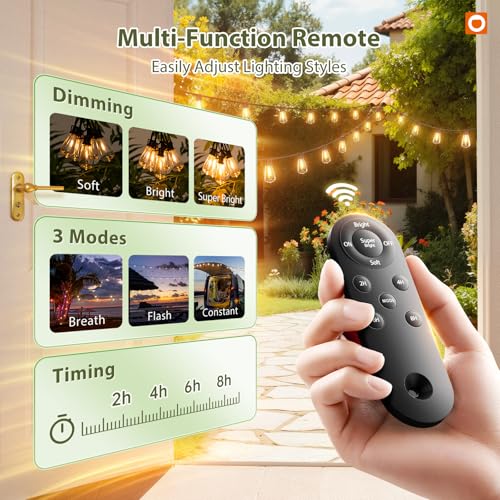 52FT(48+4) Solar String Lights Outdoor, Waterproof Dimmable 16+1 LED (52 Foot)