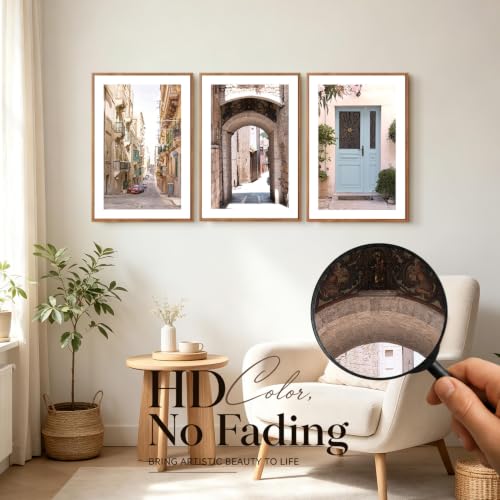 KAlRNE European Cityscape Rustic Mediterranean Wall Prints Set (3 Count)