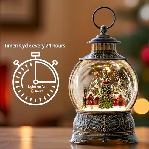 Christmas Snow Globes Water Lantern with Christmas Tree Village