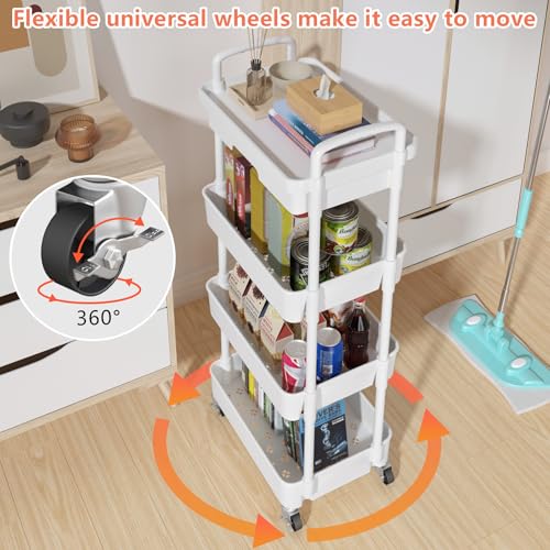 4 Tier Utility Cart with Drawer & Wheels