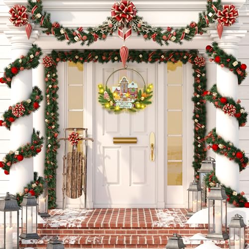 Pre Lit Christmas Wreath for Front Door