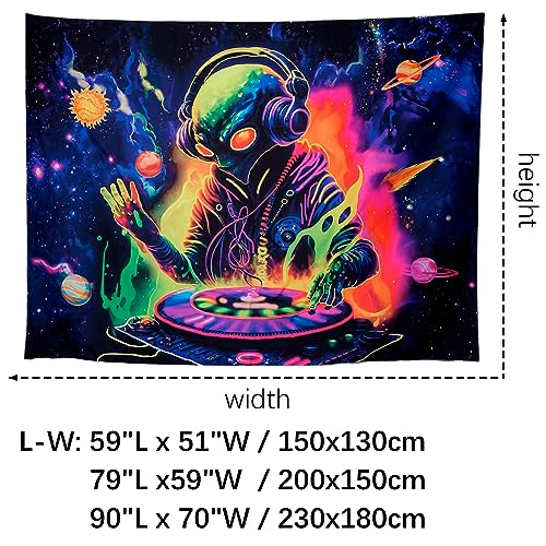 Blacklight Alien Tapestry 79"x59" Alien DJing