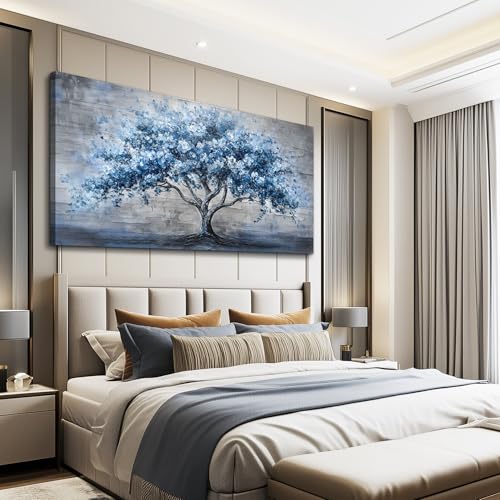 Large Canvas Wall Decor Painting Wall Art For Bedroom Living Room Decoration Abstract Blue Tree Artwork Print Picture Room For office Room Dining Room Home Decor Home Aesthetics 30x60 In