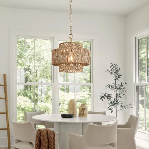 12.6" Gold Rattan Pendant Light