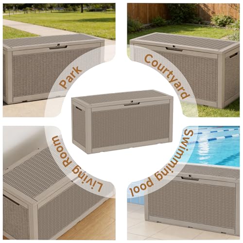 121 Gal Waterproof Outdoor Storage Box Lockable Deck Box