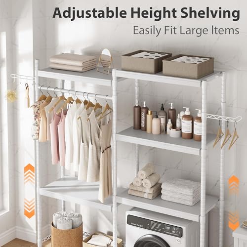 Double Row Over Washer and Dryer Storage Shelves