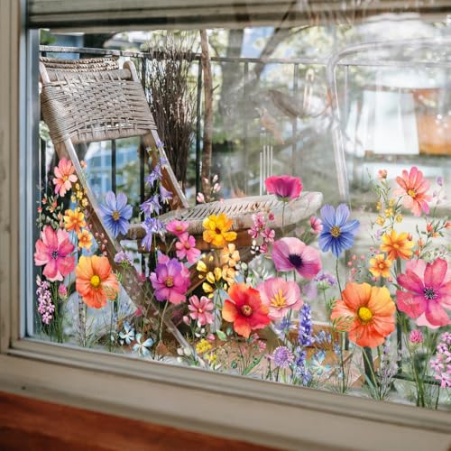Colorful Flower Garden Window Clings