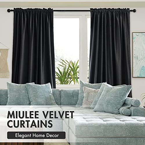 Black Blackout Velvet Curtains Drapes 96 Inch Long 52"x96" Bedroom (2 Count)