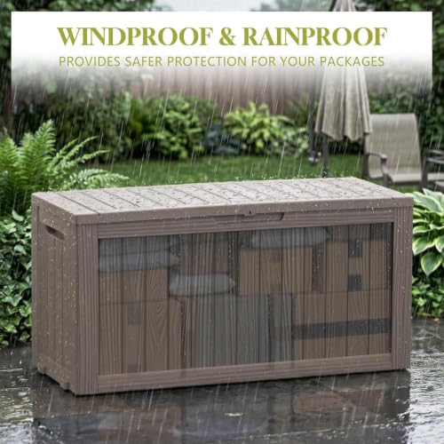 130 Gal Package Delivery Box Lockable Outdoor Storage Boxes Grey