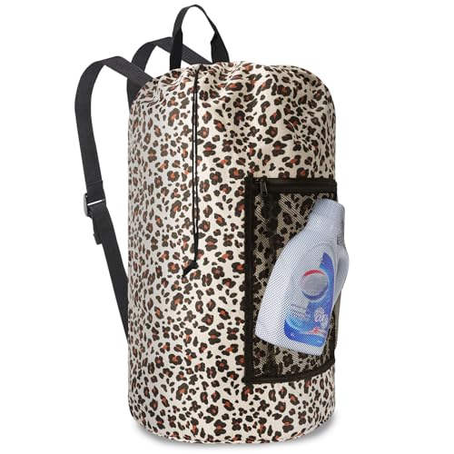 Laundry Bag Backpack Durable Laundry Bag with Shoulder Straps and Mesh Pockets Portable Laundry Hamper Dirty Clothes Bag for College
