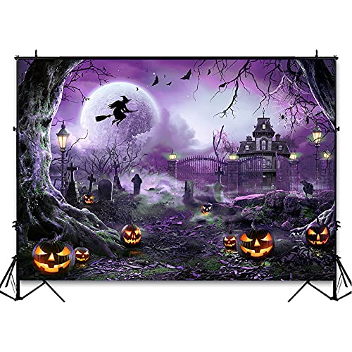 10x7ft Purple Halloween Backdrop Spooky Photography Background