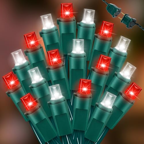 Red White Valentine's String Lights 100LED 21.6FT Mini Fairy Light Green Wire Christmas Lights Plug in for Indoor & Outdoor Party Patio Bedroom Xmas Tree Garland Galentine's Day Decoration (100 Count)