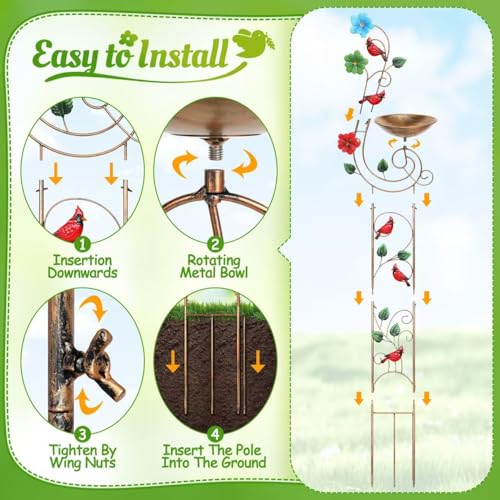 Metal Bird Bath with Trellis for Outside
