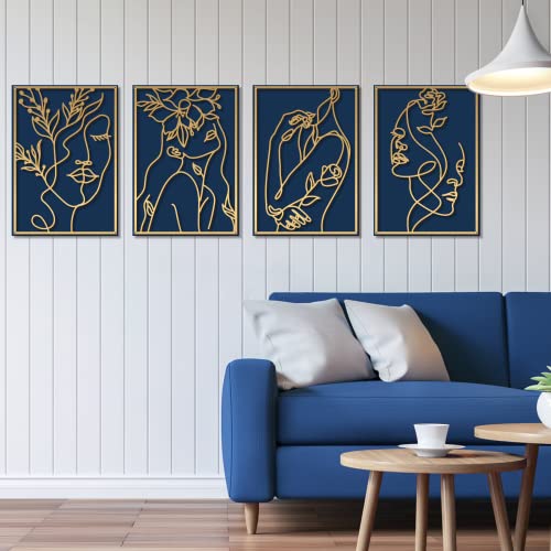 4 Pack Gold Wall Art Decor (4 Count)