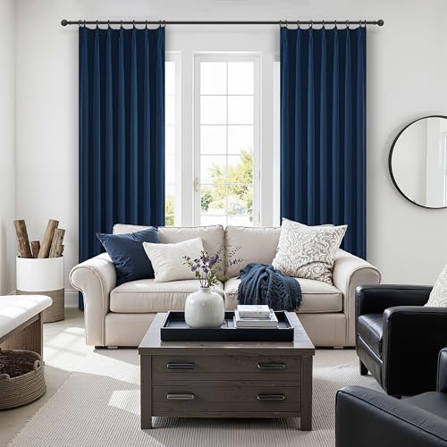 Navy Blue Blackout Curtains 96 Inch Length for Kids (2 Count)