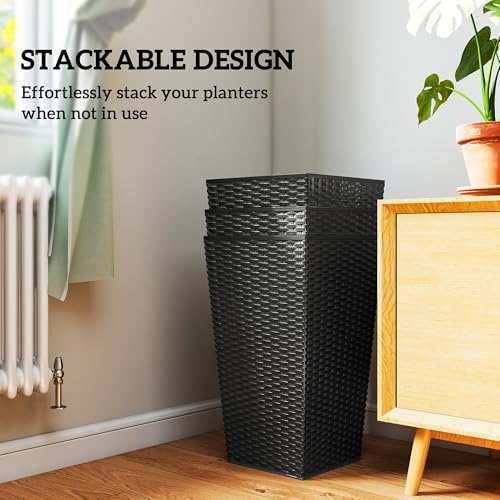 24 in Taper Tall Planters for Outdoor Plants Set of 3 (3 Count)