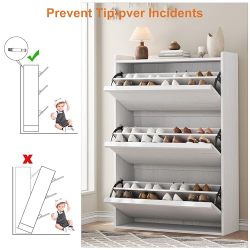Shoe Cabinet with 3 Flip Drawers