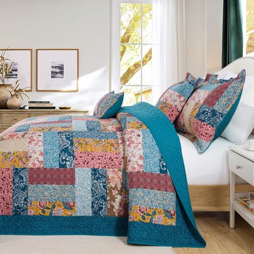 100% Cotton Face Quilt King Size Bedding Set (3 Count)