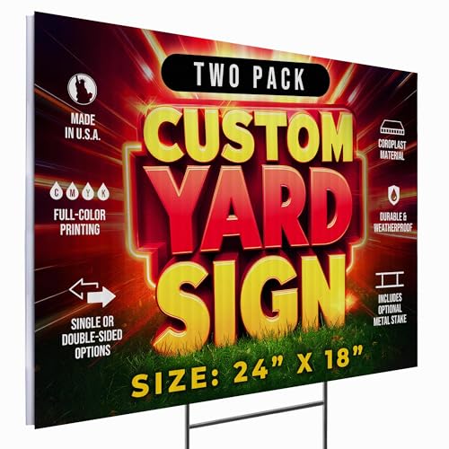 2 Pack 24"x18" Custom Yard Signs with Stakes (2 Count)