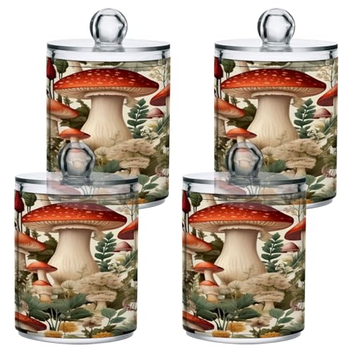 Cartoon Mushroom 2PC Airtight Transparent Plastic Storage Jar