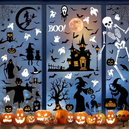 150 Pcs Halloween Window Clings Halloween Decor Indoor Bats Window Decoration (195 Count)