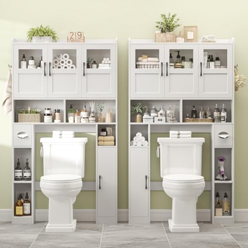 Farmhouse Over The Toilet Cabinet with 3 Acrylic Doors