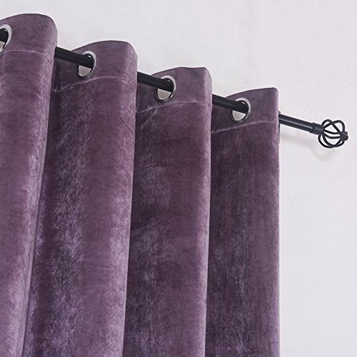 Super Soft Luxury Velvet Set of 2 Lavender Flannel Light Blocking Drapes Curtains Panel Drapes Grommet 52Wx96L inch Purplish Pink
