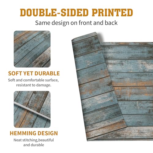 Rustic Wooden Board Print Placemats Set of 4 Vintage Wood Grain Texture Farmhouse Place Mats Washable Heat Resistant Non