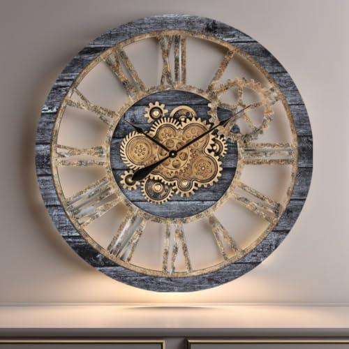 The Gears Clock 36'' Inch Real Moving Gear Wall Clock Vintage Industrial Oversized Rustic Farmhouse
