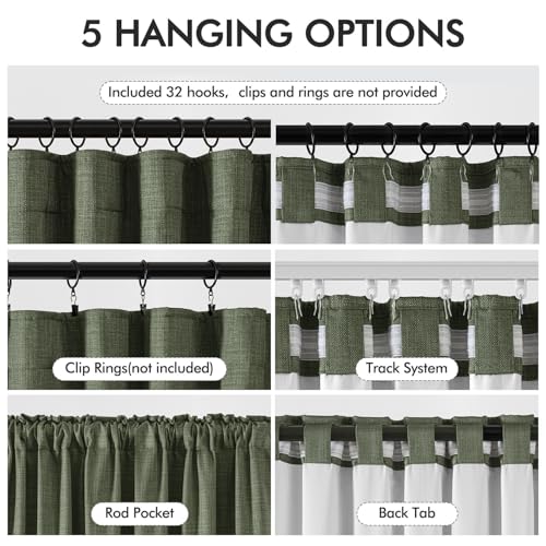 100% Blackout Back Tab Pleat Linen Curtains 50" Wx108 L (2 Count)