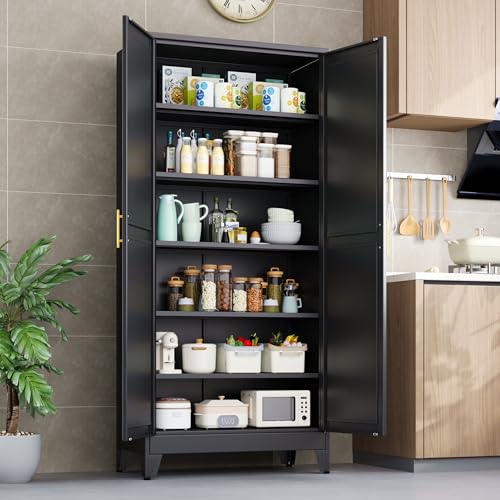 Kitchen Pantry Storage Cabinet with Doors and Adjustable Shelves