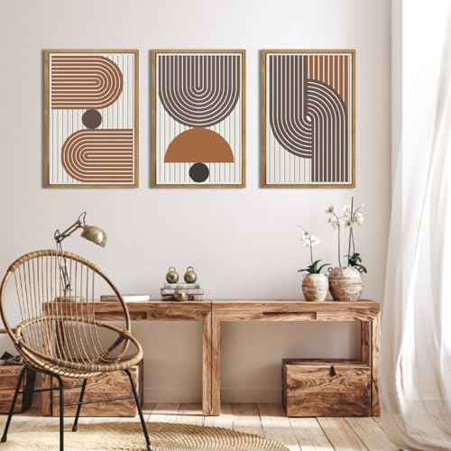 Large Modern Mid Century Boho Wooden Wall Art Set
