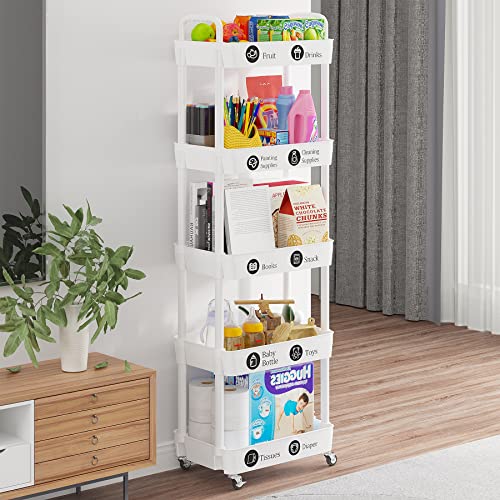 5 Tier Rolling Cart with Wheels (5 Count)