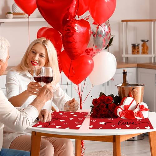 Valentine Plastic Placemats Set of 6 Summer Table mats 17×13×0.04in (6 Count)