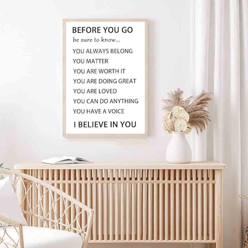 Before You Go Wall Art Positive Affirmations Canvas Wall Art Motivational Picture Inspirational Print Therapy Posters Modern Motivational Living Room Decor 16x24inch No Frame